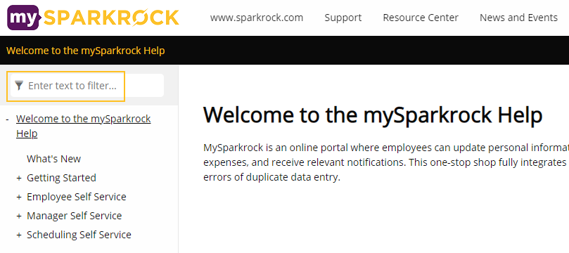 mySparkrock Help Enter text to filter...