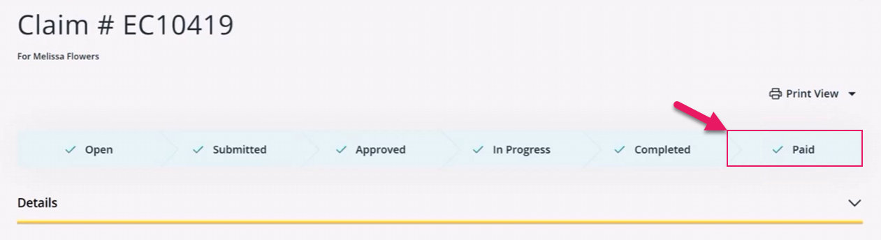 Claim page progress stepper