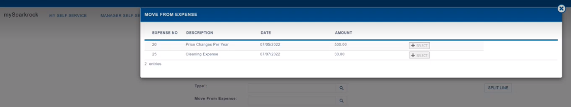 Recherche D&eacute;placer depuis la d&eacute;pense