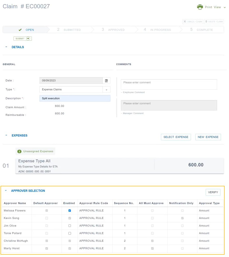 Page Demande onglet S&eacute;lection de l'approbateur