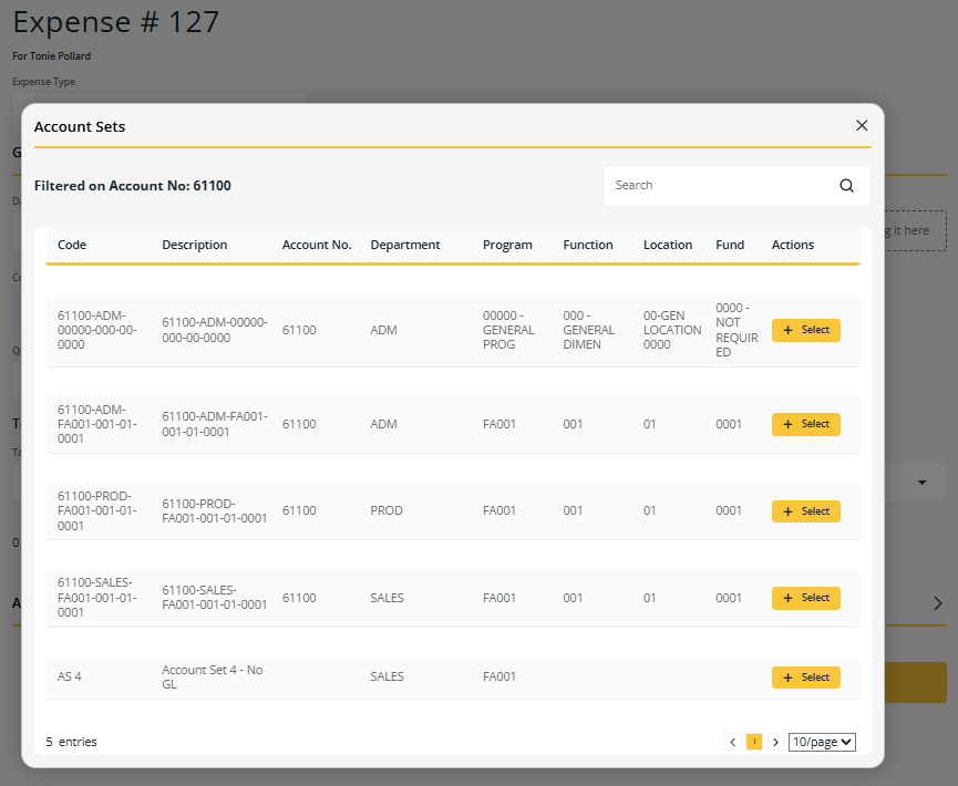 Page Ensembles de comptes